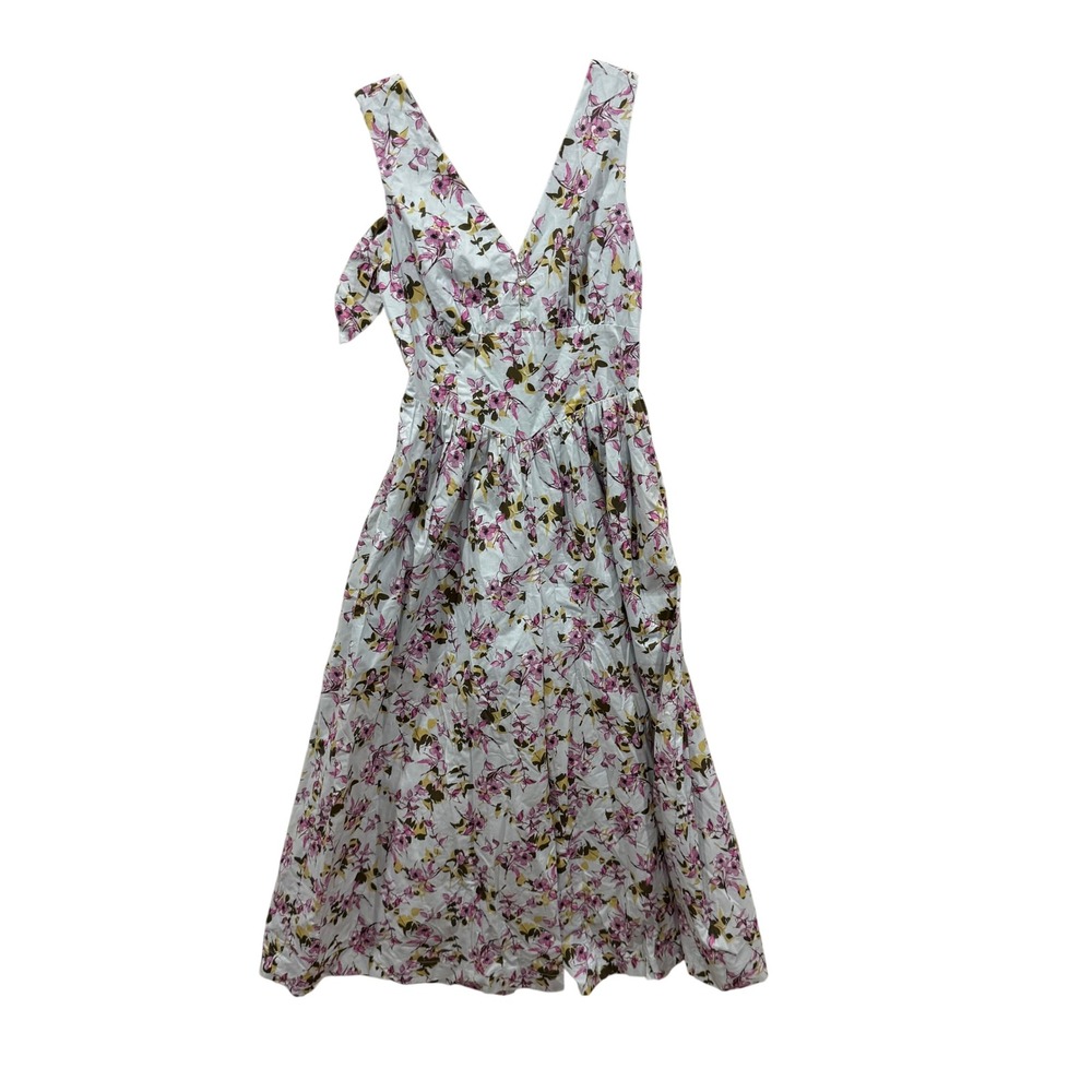 Doe and Rae Floral Wide Leg Jumpsuit Blue Pink Small Smocked Back Shoulder Ties